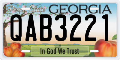 GA license plate QAB3221
