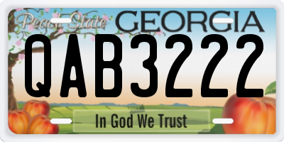 GA license plate QAB3222
