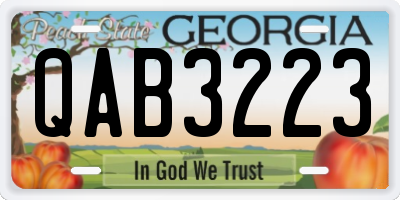 GA license plate QAB3223