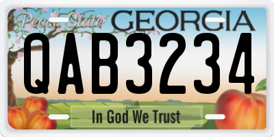 GA license plate QAB3234
