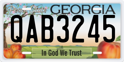GA license plate QAB3245