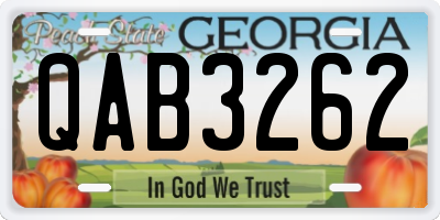 GA license plate QAB3262