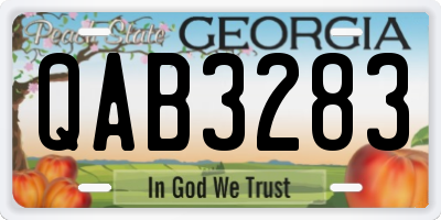 GA license plate QAB3283