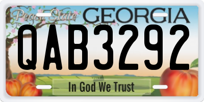 GA license plate QAB3292