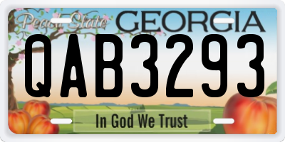 GA license plate QAB3293