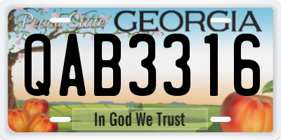 GA license plate QAB3316