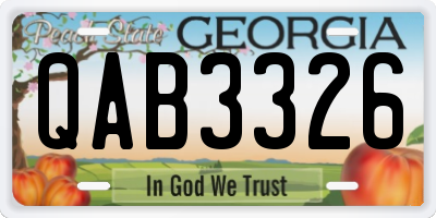 GA license plate QAB3326