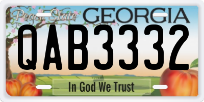 GA license plate QAB3332