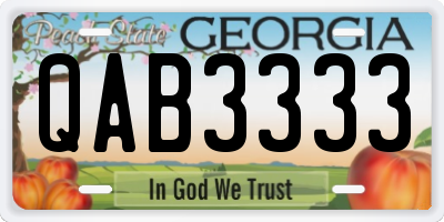 GA license plate QAB3333