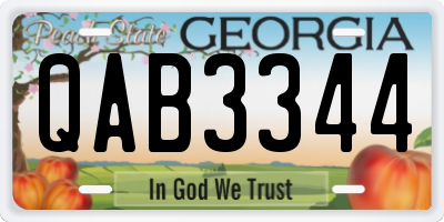 GA license plate QAB3344