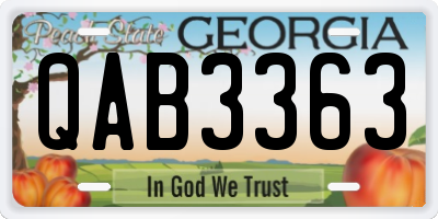 GA license plate QAB3363