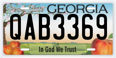 GA license plate QAB3369
