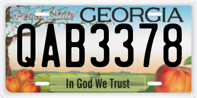 GA license plate QAB3378