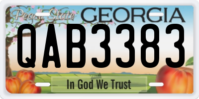 GA license plate QAB3383