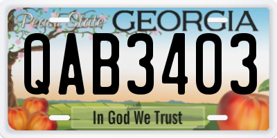 GA license plate QAB3403