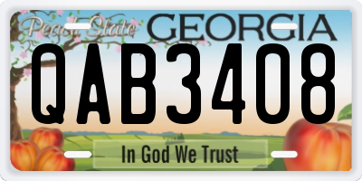 GA license plate QAB3408
