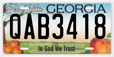 GA license plate QAB3418