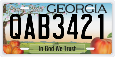GA license plate QAB3421
