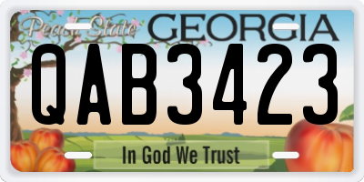 GA license plate QAB3423