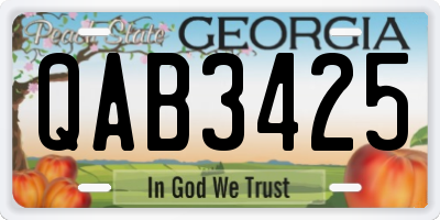 GA license plate QAB3425