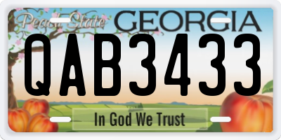 GA license plate QAB3433