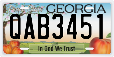 GA license plate QAB3451