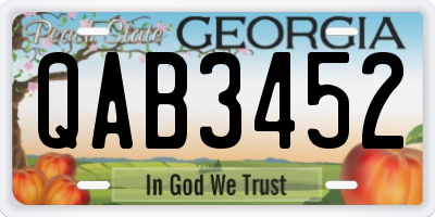GA license plate QAB3452