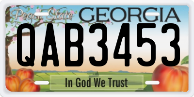 GA license plate QAB3453