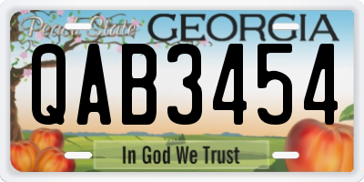 GA license plate QAB3454