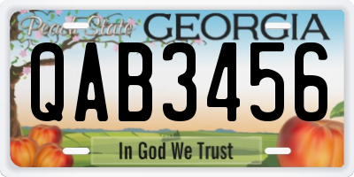 GA license plate QAB3456