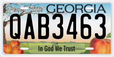 GA license plate QAB3463