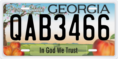 GA license plate QAB3466