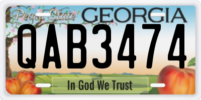 GA license plate QAB3474