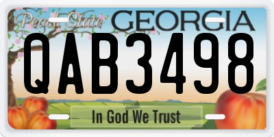 GA license plate QAB3498