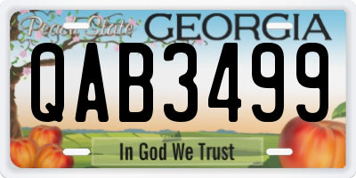 GA license plate QAB3499