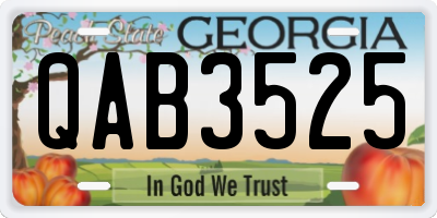 GA license plate QAB3525
