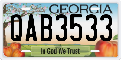 GA license plate QAB3533