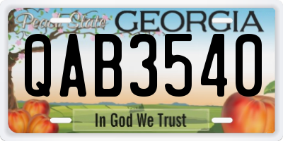 GA license plate QAB3540