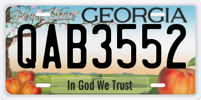 GA license plate QAB3552