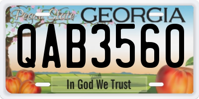GA license plate QAB3560