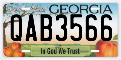 GA license plate QAB3566