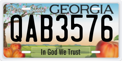GA license plate QAB3576