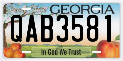 GA license plate QAB3581