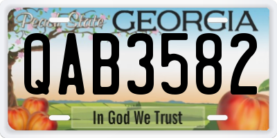 GA license plate QAB3582