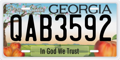 GA license plate QAB3592