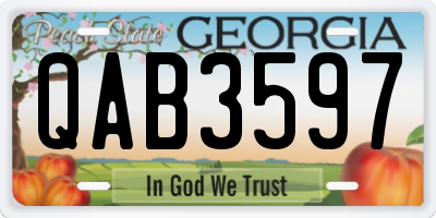 GA license plate QAB3597