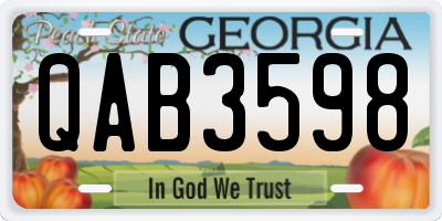 GA license plate QAB3598