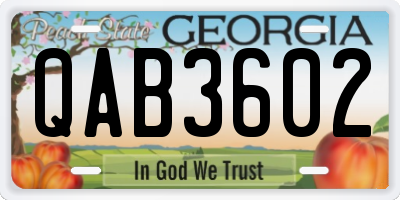 GA license plate QAB3602