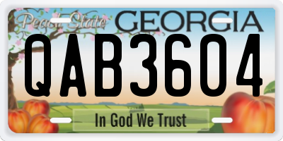 GA license plate QAB3604