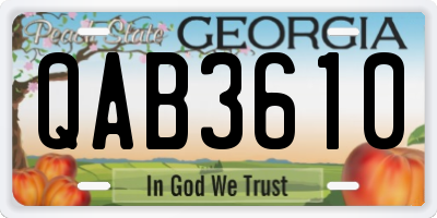 GA license plate QAB3610